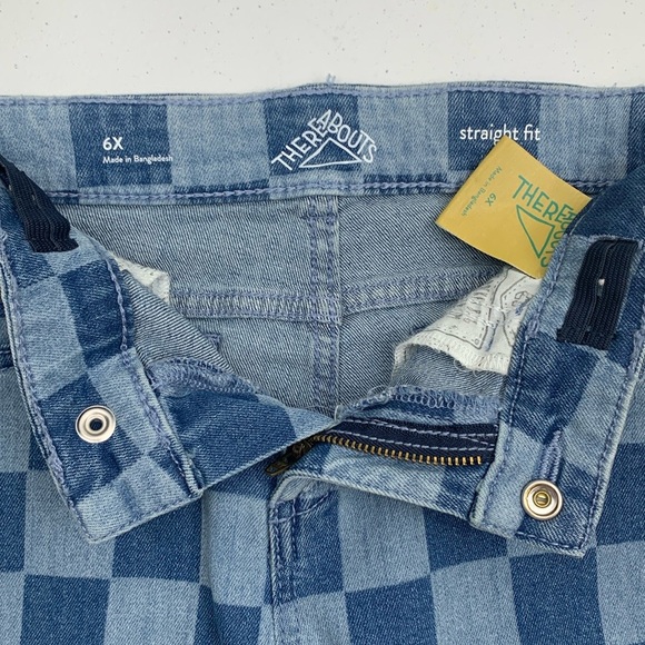 Girls There Abouts Straight Fit Checkered Pattern Jeans. Size 6X - Picture 4 of 10